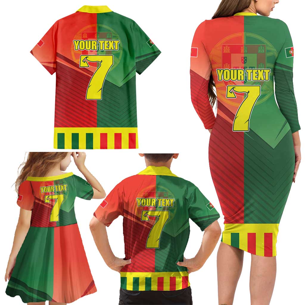 Personalized Portugal 7 Goat Family Matching Long Sleeve Bodycon Dress and Hawaiian Shirt Greatest Of All Time Sporty Style