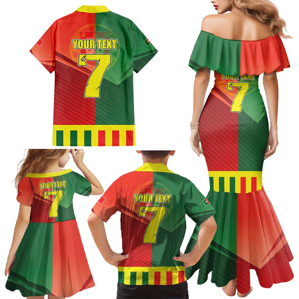Personalized Portugal 7 Goat Family Matching Mermaid Dress and Hawaiian Shirt Greatest Of All Time Sporty Style