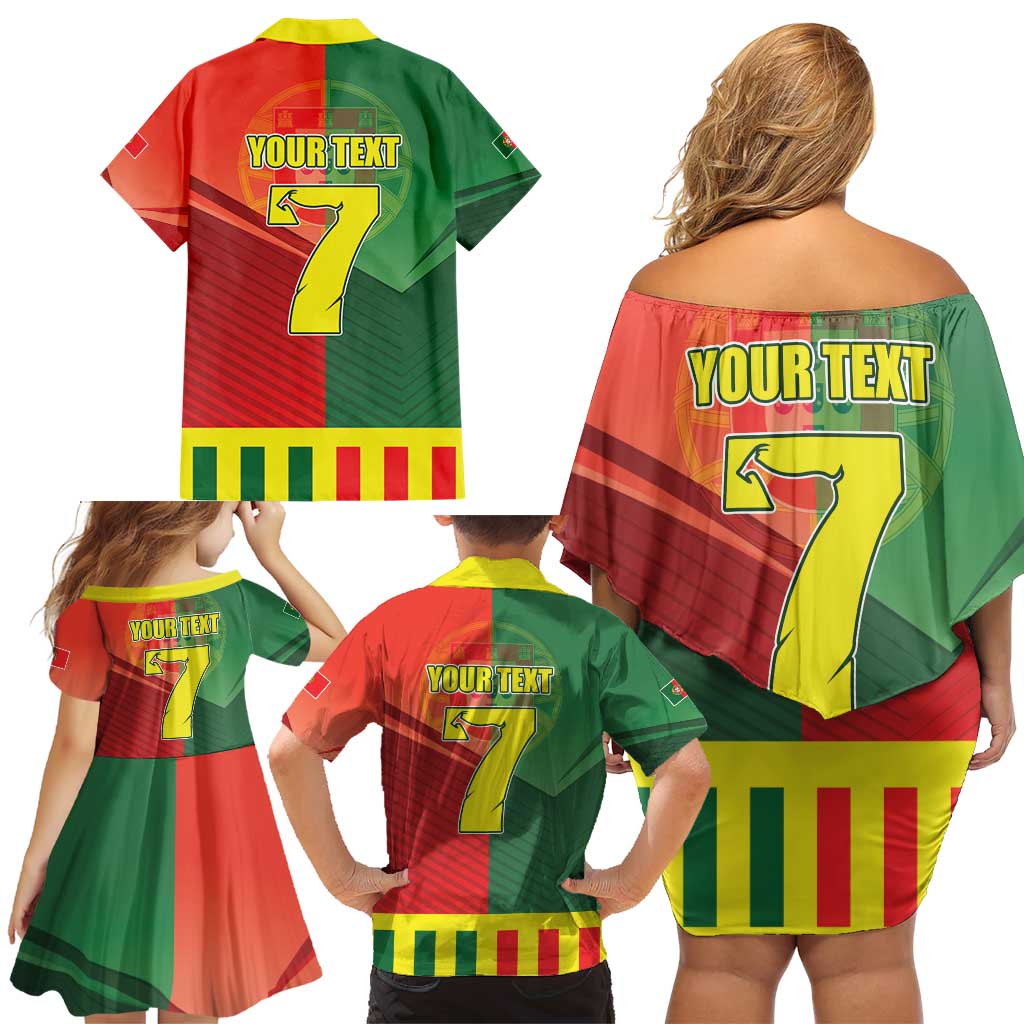 Personalized Portugal 7 Goat Family Matching Off Shoulder Short Dress and Hawaiian Shirt Greatest Of All Time Sporty Style