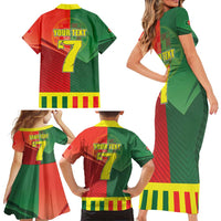 Personalized Portugal 7 Goat Family Matching Short Sleeve Bodycon Dress and Hawaiian Shirt Greatest Of All Time Sporty Style