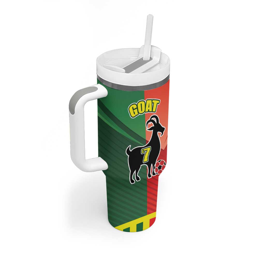 Personalized Portugal 7 Goat Tumbler With Handle Greatest Of All Time Sporty Style