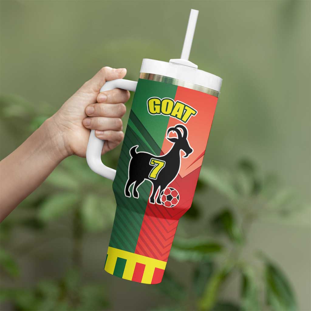 Personalized Portugal 7 Goat Tumbler With Handle Greatest Of All Time Sporty Style