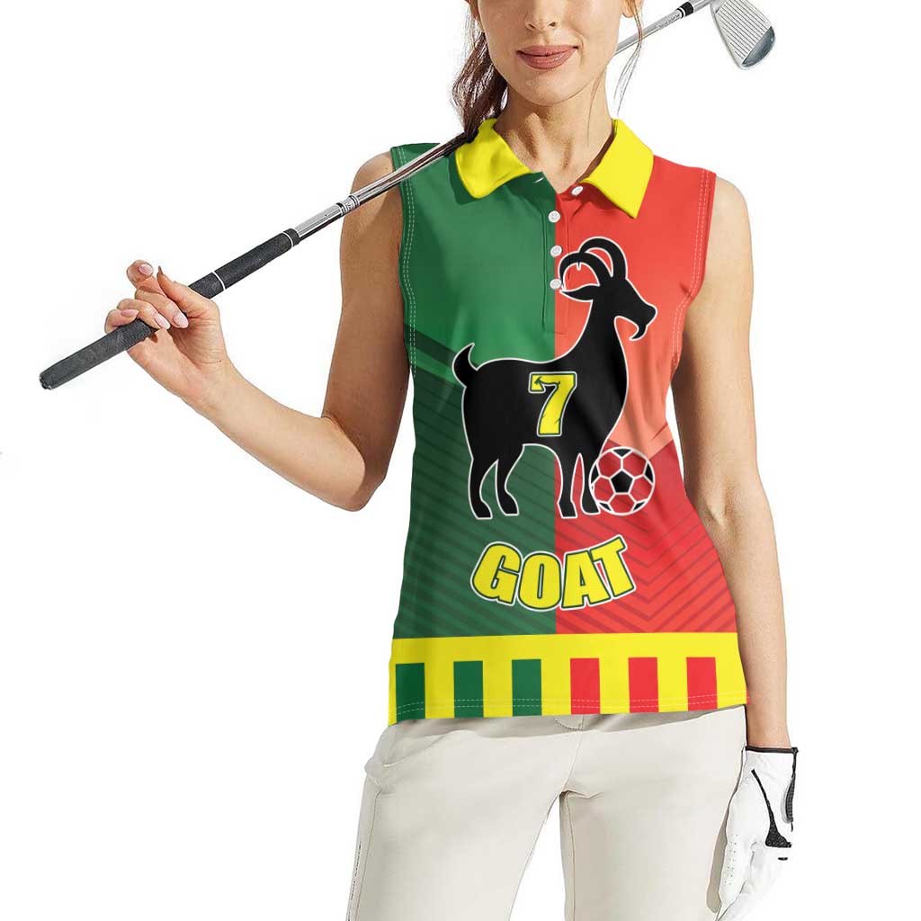Personalized Portugal 7 Goat Women Sleeveless Polo Shirt Greatest Of All Time Sporty Style