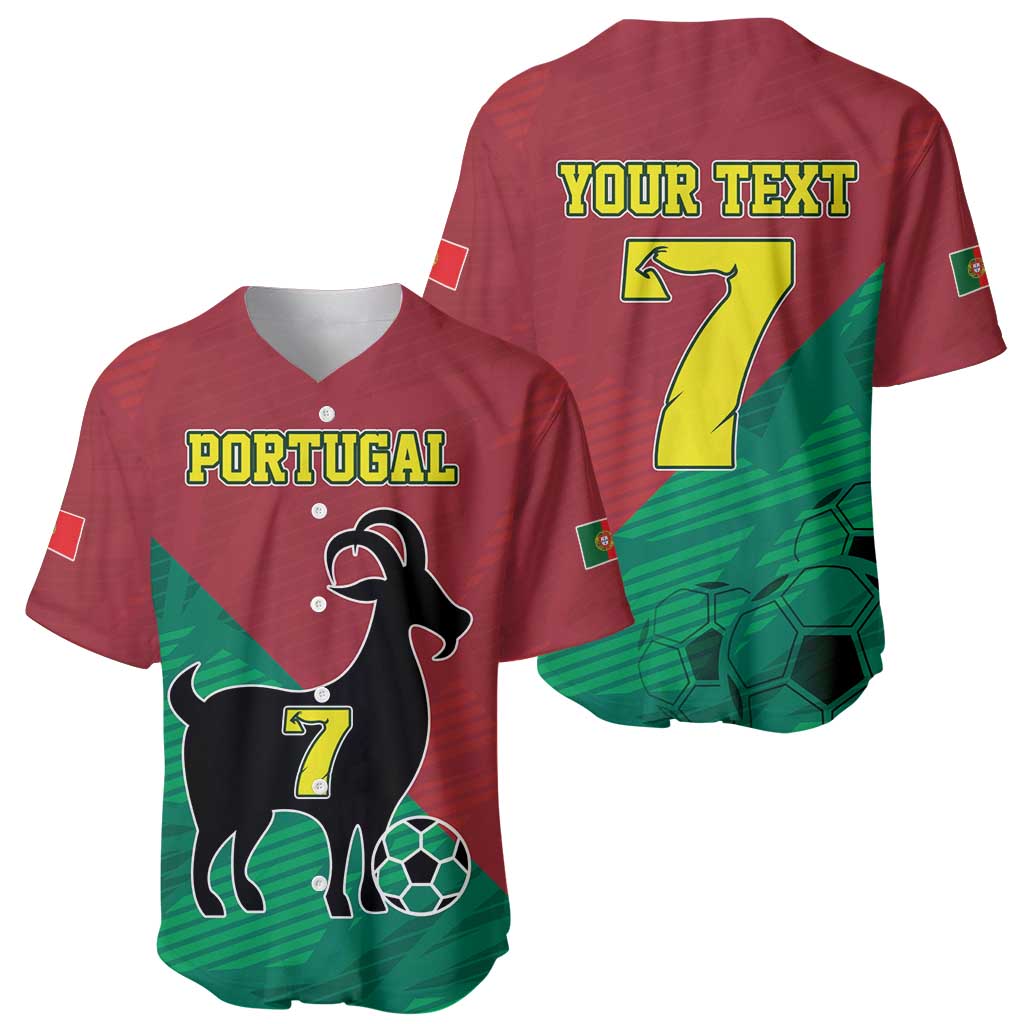 Personalized Portugal 7 Goat Baseball Jersey Greatest Of All Time Red Green Vintage