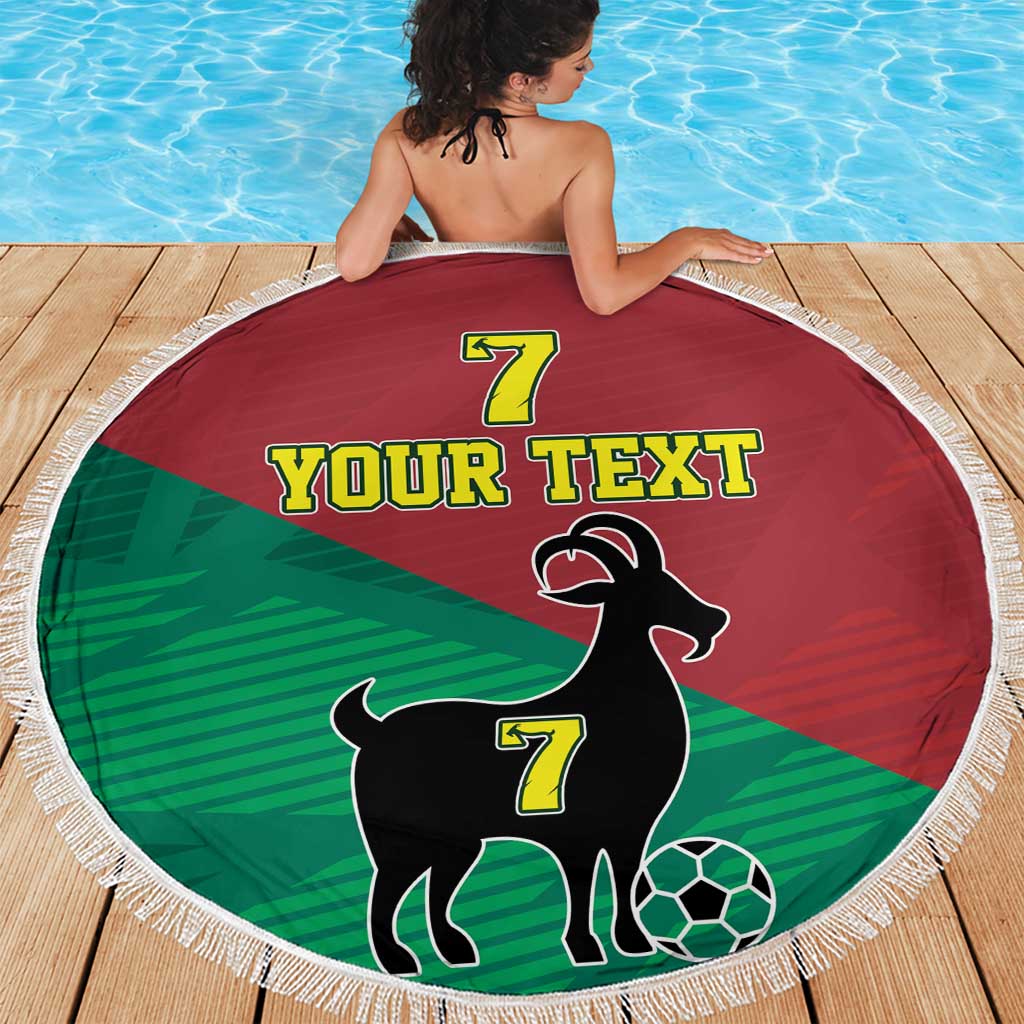 Personalized Portugal 7 Goat Beach Blanket Greatest Of All Time Red Green Vintage