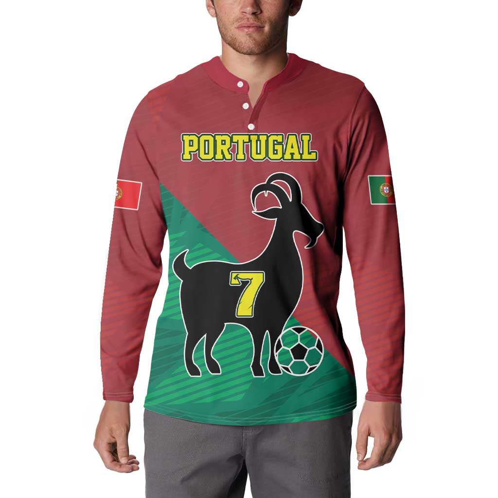 Personalized Portugal 7 Goat Button Sweatshirt Greatest Of All Time Red Green Vintage
