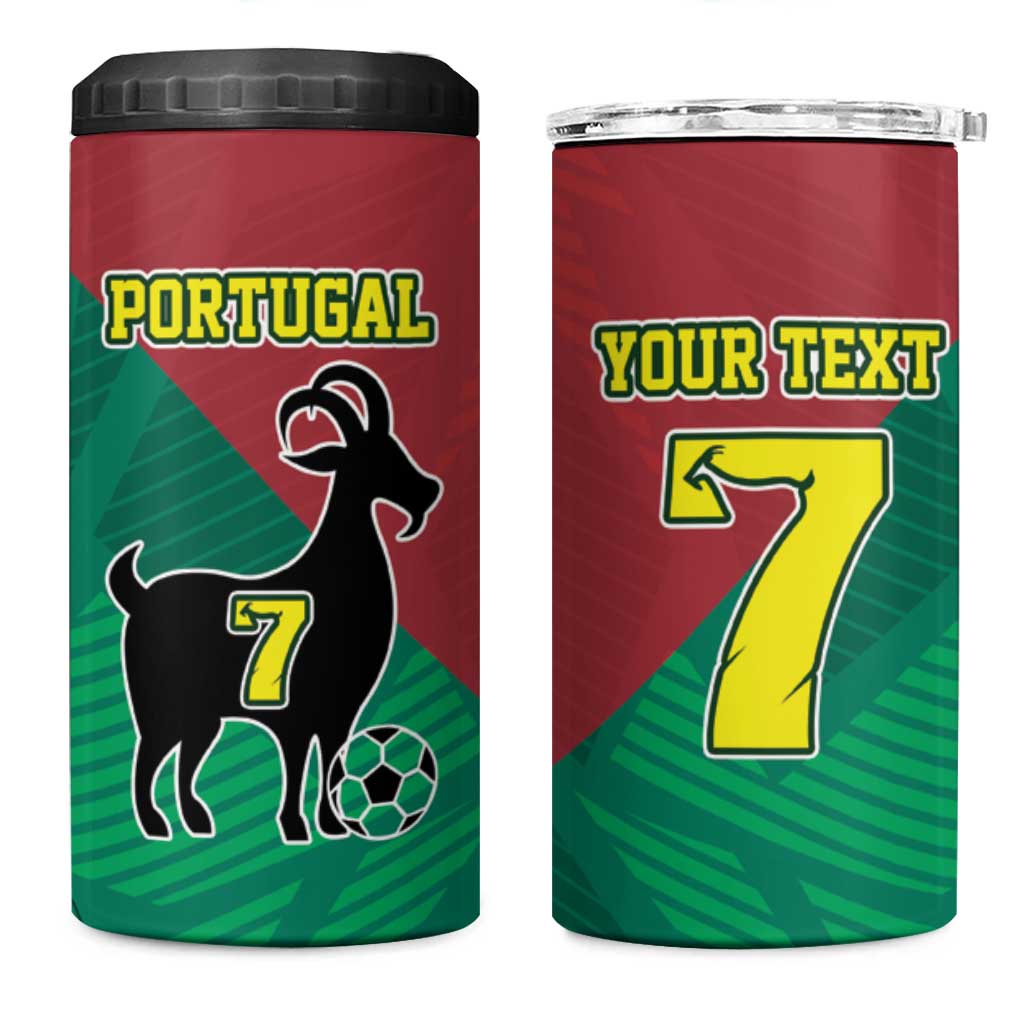 Personalized Portugal 7 Goat 4 in 1 Can Cooler Tumbler Greatest Of All Time Red Green Vintage