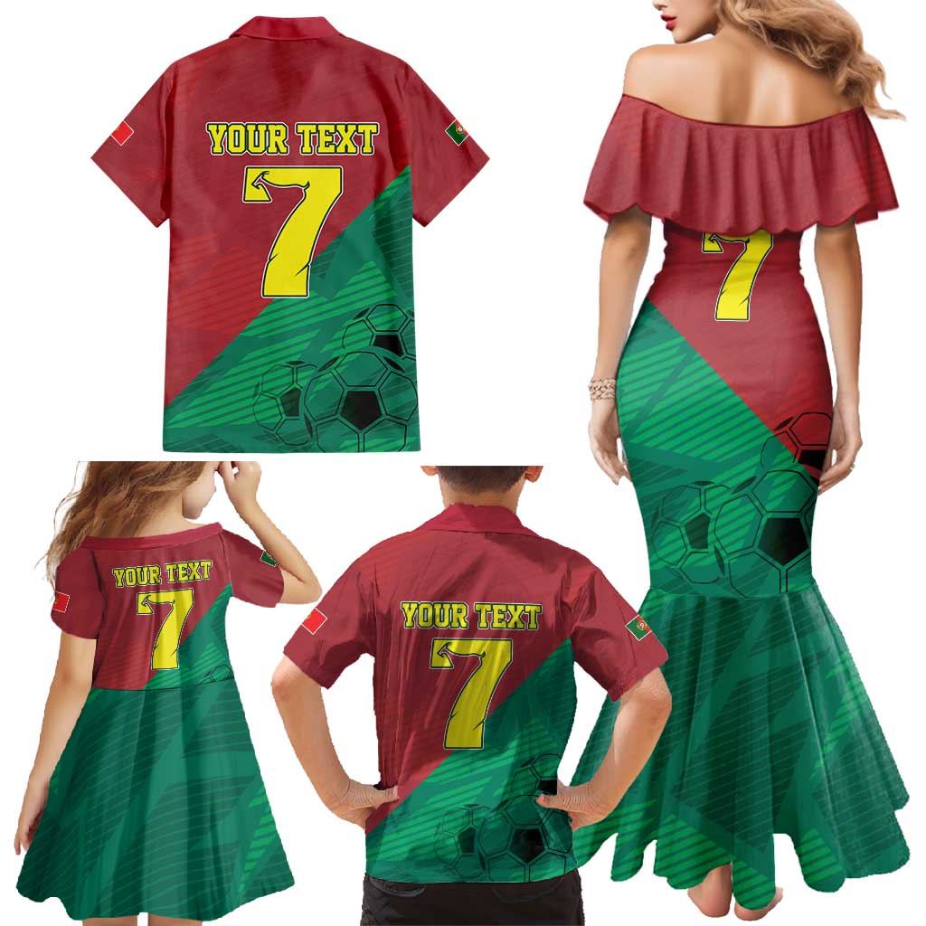 Personalized Portugal 7 Goat Family Matching Mermaid Dress and Hawaiian Shirt Greatest Of All Time Red Green Vintage