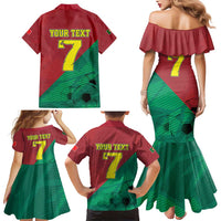 Personalized Portugal 7 Goat Family Matching Mermaid Dress and Hawaiian Shirt Greatest Of All Time Red Green Vintage