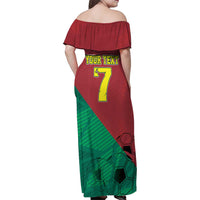 Personalized Portugal 7 Goat Family Matching Off Shoulder Maxi Dress and Hawaiian Shirt Greatest Of All Time Red Green Vintage