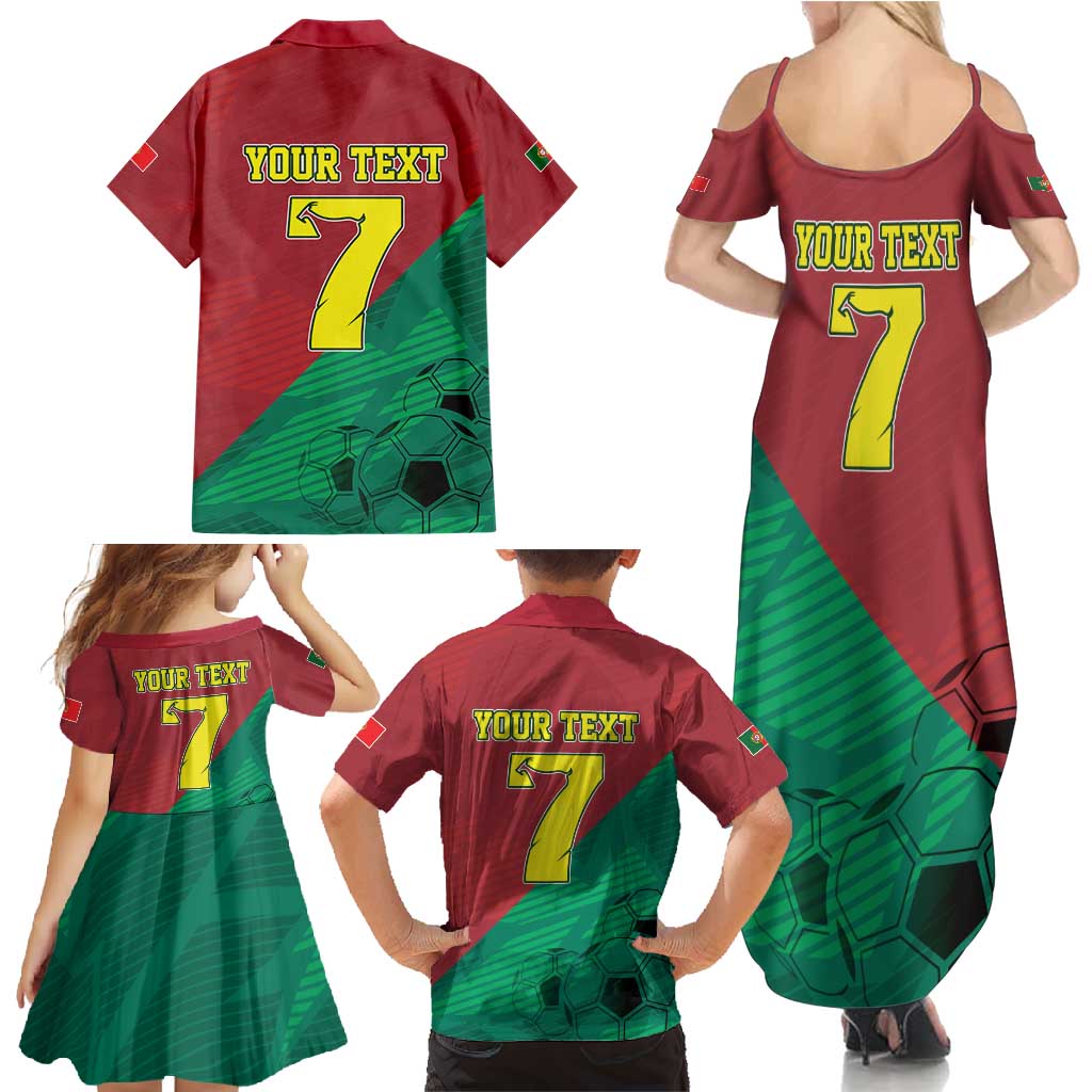 Personalized Portugal 7 Goat Family Matching Summer Maxi Dress and Hawaiian Shirt Greatest Of All Time Red Green Vintage