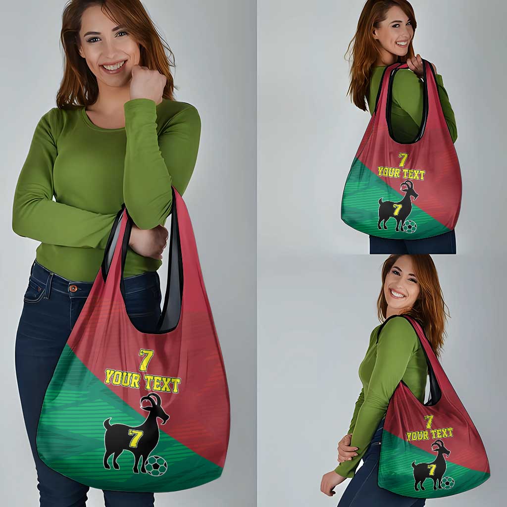 Personalized Portugal 7 Goat Grocery Bag Greatest Of All Time Red Green Vintage