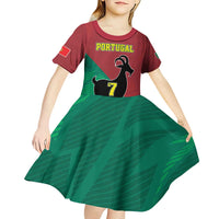 Personalized Portugal 7 Goat Kid Short Sleeve Dress Greatest Of All Time Red Green Vintage