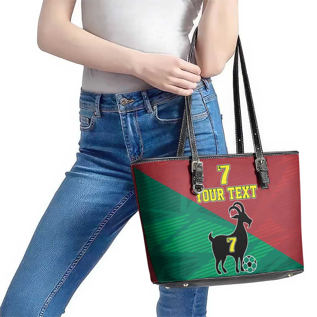 Personalized Portugal 7 Goat Leather Tote Bag Greatest Of All Time Red Green Vintage
