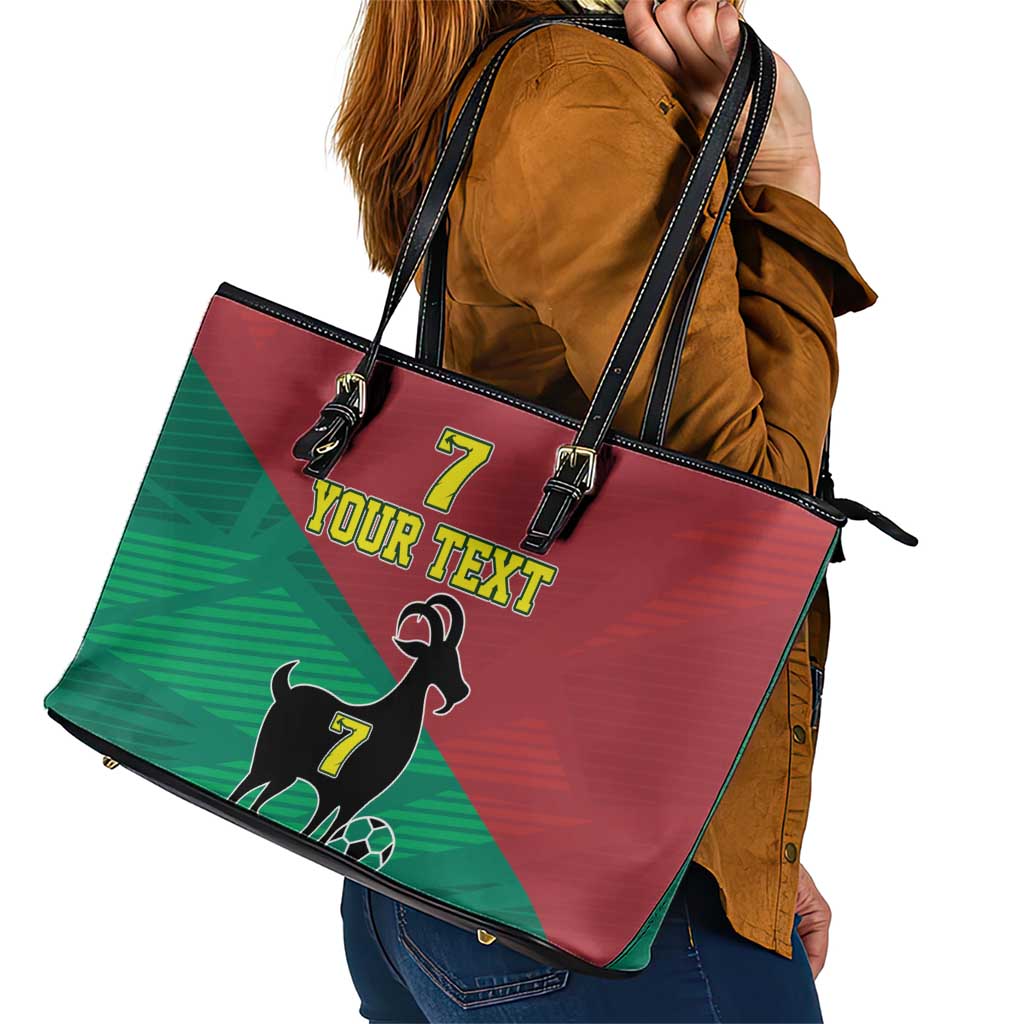 Personalized Portugal 7 Goat Leather Tote Bag Greatest Of All Time Red Green Vintage