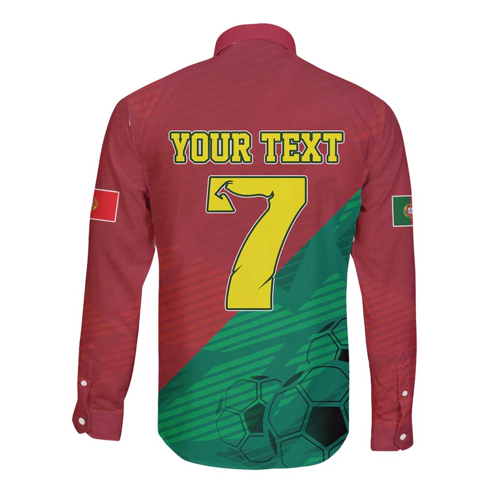 Personalized Portugal 7 Goat Long Sleeve Button Shirt Greatest Of All Time Red Green Vintage