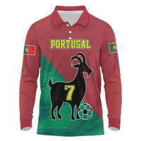 Personalized Portugal 7 Goat Long Sleeve Polo Shirt Greatest Of All Time Red Green Vintage