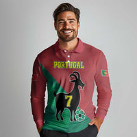 Personalized Portugal 7 Goat Long Sleeve Polo Shirt Greatest Of All Time Red Green Vintage