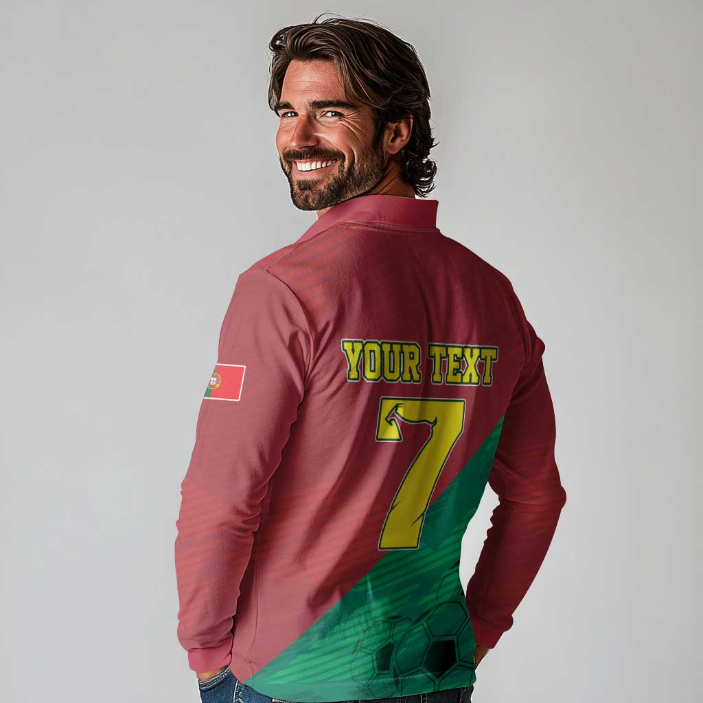 Personalized Portugal 7 Goat Long Sleeve Polo Shirt Greatest Of All Time Red Green Vintage