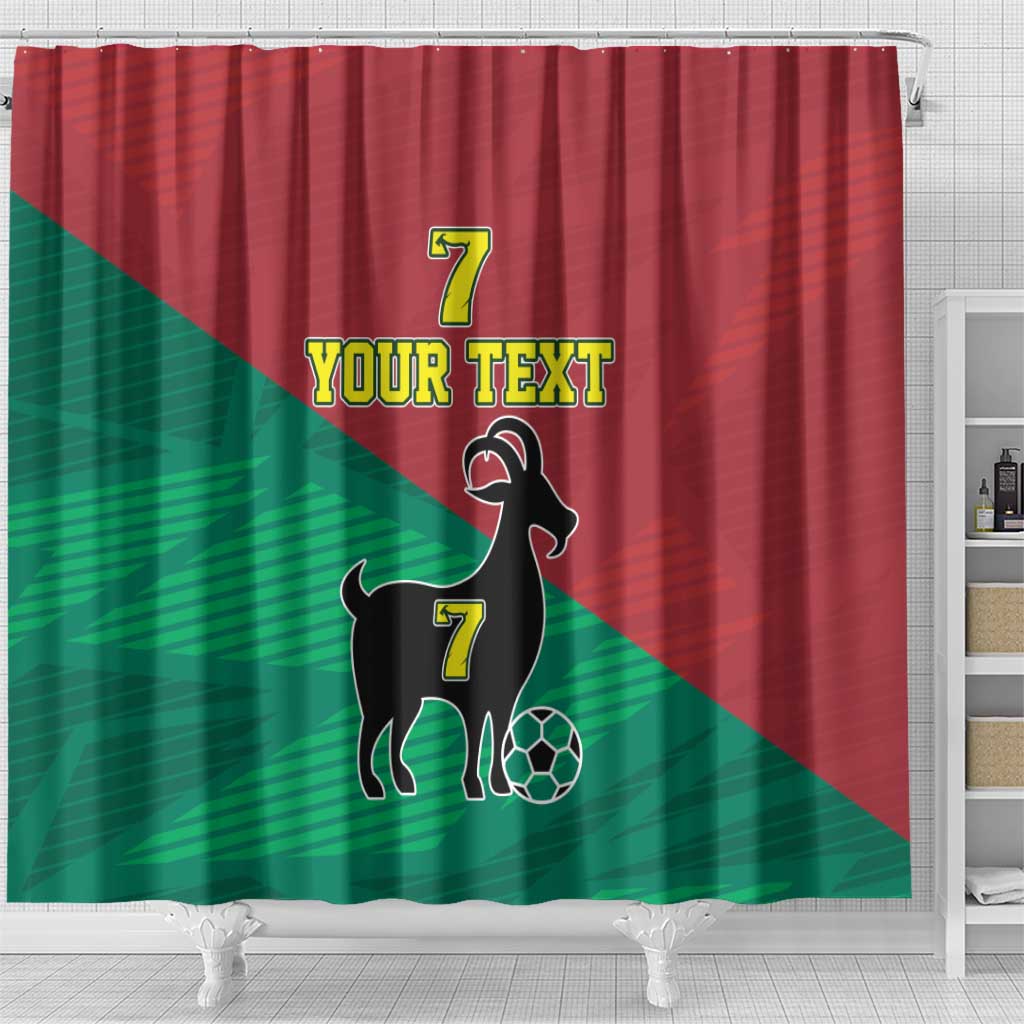 Personalized Portugal 7 Goat Shower Curtain Greatest Of All Time Red Green Vintage