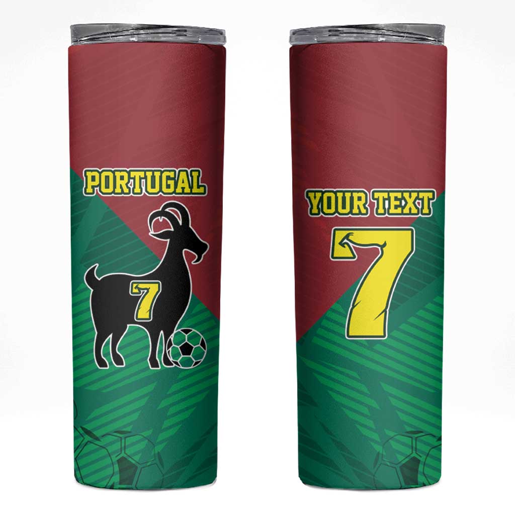 Personalized Portugal 7 Goat Skinny Tumbler Greatest Of All Time Red Green Vintage