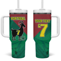 Personalized Portugal 7 Goat Tumbler With Handle Greatest Of All Time Red Green Vintage