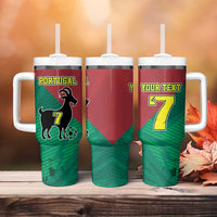 Personalized Portugal 7 Goat Tumbler With Handle Greatest Of All Time Red Green Vintage