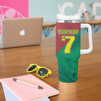 Personalized Portugal 7 Goat Tumbler With Handle Greatest Of All Time Red Green Vintage