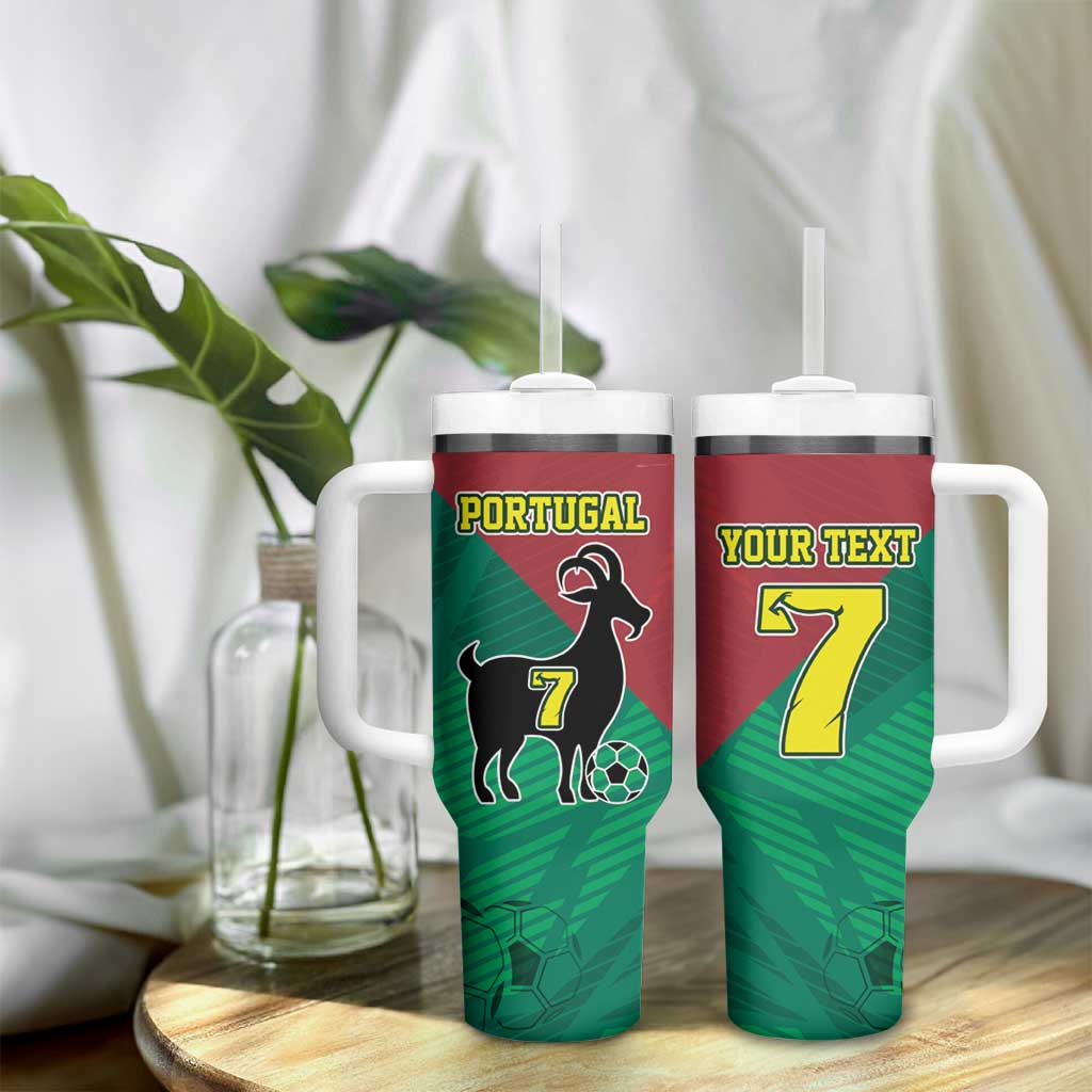 Personalized Portugal 7 Goat Tumbler With Handle Greatest Of All Time Red Green Vintage
