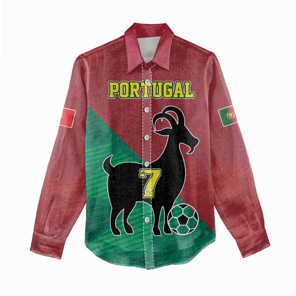 Personalized Portugal 7 Goat Women Casual Shirt Greatest Of All Time Red Green Vintage