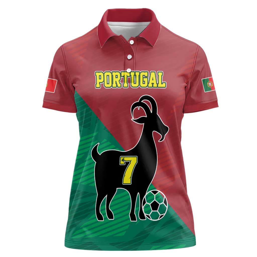 Personalized Portugal 7 Goat Women Polo Shirt Greatest Of All Time Red Green Vintage