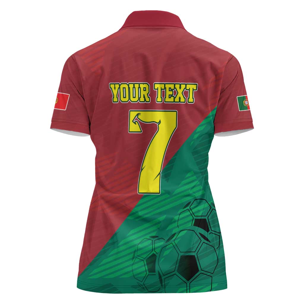 Personalized Portugal 7 Goat Women Polo Shirt Greatest Of All Time Red Green Vintage