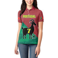 Personalized Portugal 7 Goat Women Polo Shirt Greatest Of All Time Red Green Vintage