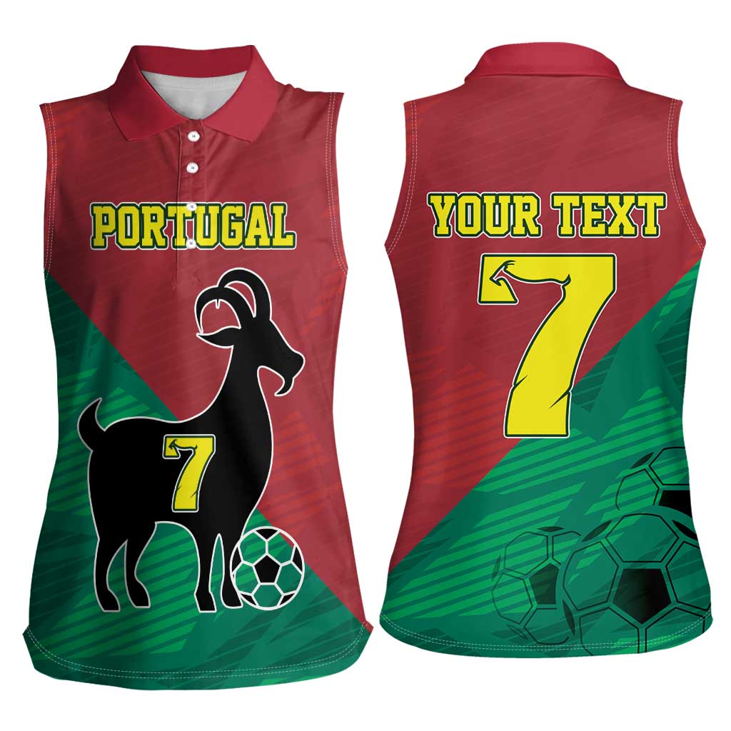 Personalized Portugal 7 Goat Women Sleeveless Polo Shirt Greatest Of All Time Red Green Vintage