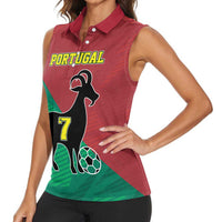 Personalized Portugal 7 Goat Women Sleeveless Polo Shirt Greatest Of All Time Red Green Vintage