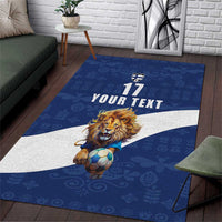 Custom Finland Football Lion Mascot Area Rug Huuhkajat with Finnish Folk Paterns