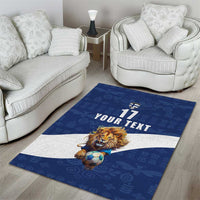 Custom Finland Football Lion Mascot Area Rug Huuhkajat with Finnish Folk Paterns