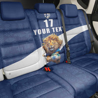 Custom Finland Football Lion Mascot Back Car Seat Cover Huuhkajat with Finnish Folk Paterns