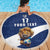 Custom Finland Football Lion Mascot Beach Blanket Huuhkajat with Finnish Folk Paterns