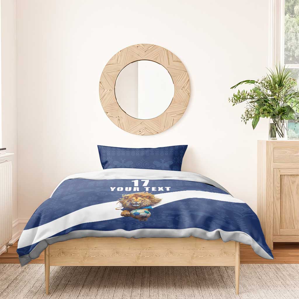 Custom Finland Football Lion Mascot Bedding Set Huuhkajat with Finnish Folk Paterns