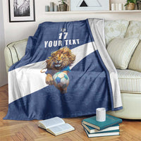 Custom Finland Football Lion Mascot Blanket Huuhkajat with Finnish Folk Paterns