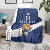 Custom Finland Football Lion Mascot Blanket Huuhkajat with Finnish Folk Paterns