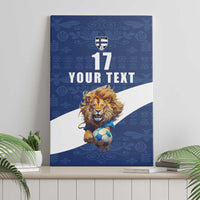 Custom Finland Football Lion Mascot Canvas Wall Art Huuhkajat with Finnish Folk Paterns