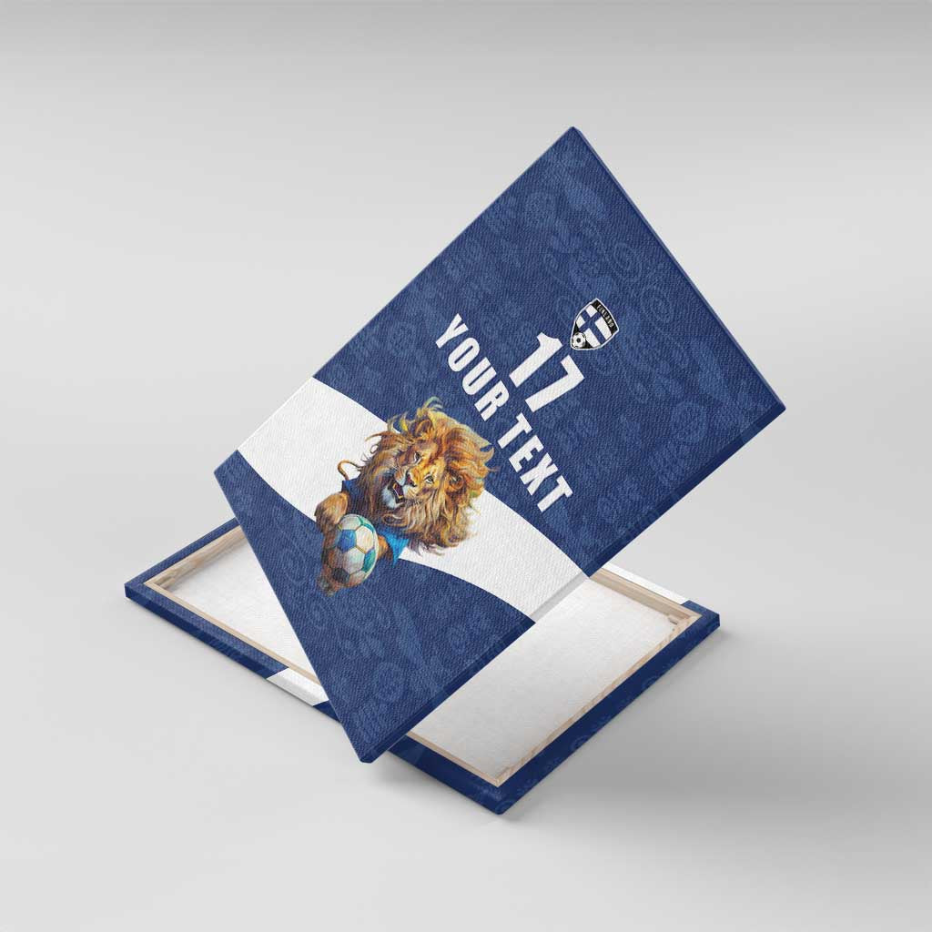 Custom Finland Football Lion Mascot Canvas Wall Art Huuhkajat with Finnish Folk Paterns