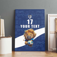 Custom Finland Football Lion Mascot Canvas Wall Art Huuhkajat with Finnish Folk Paterns