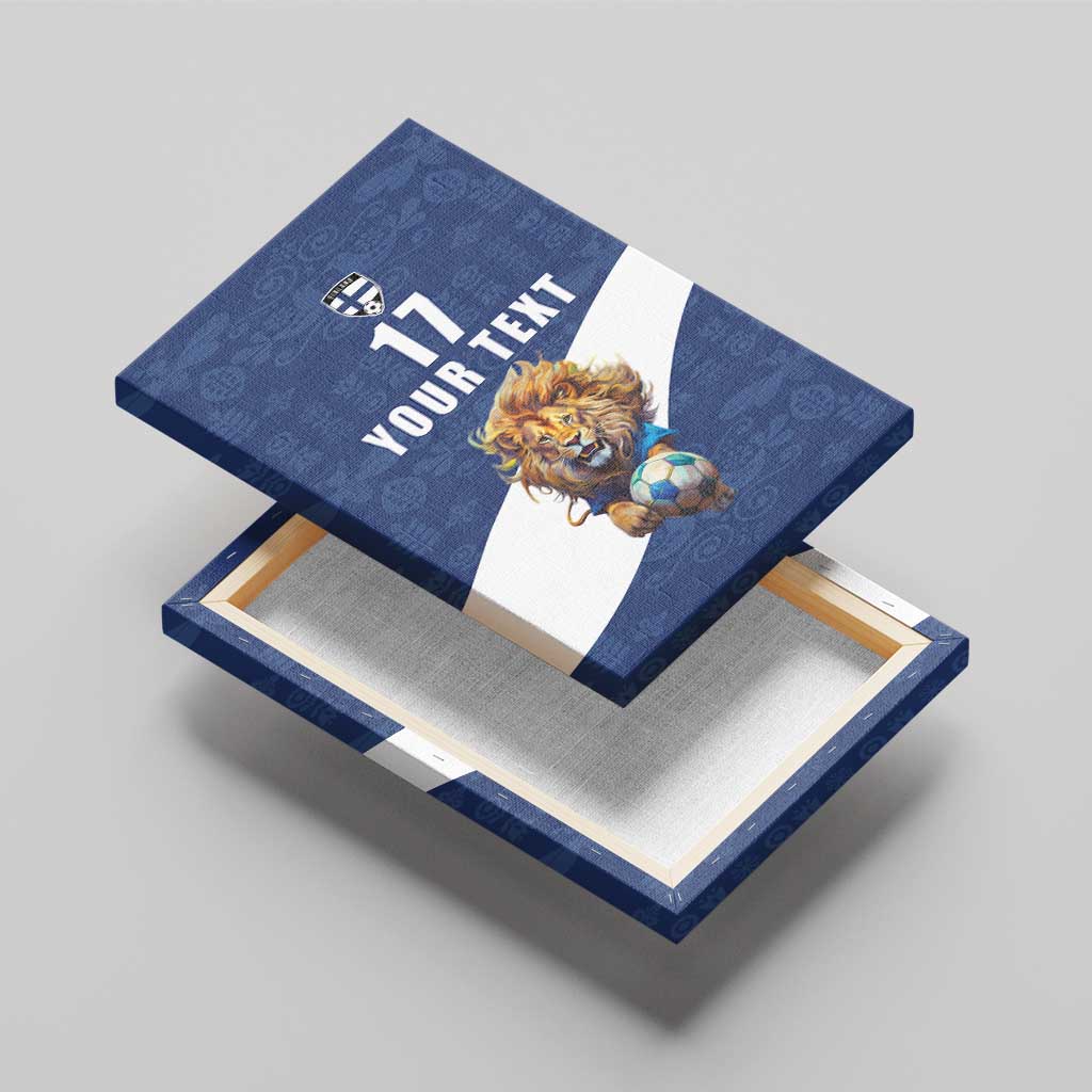 Custom Finland Football Lion Mascot Canvas Wall Art Huuhkajat with Finnish Folk Paterns