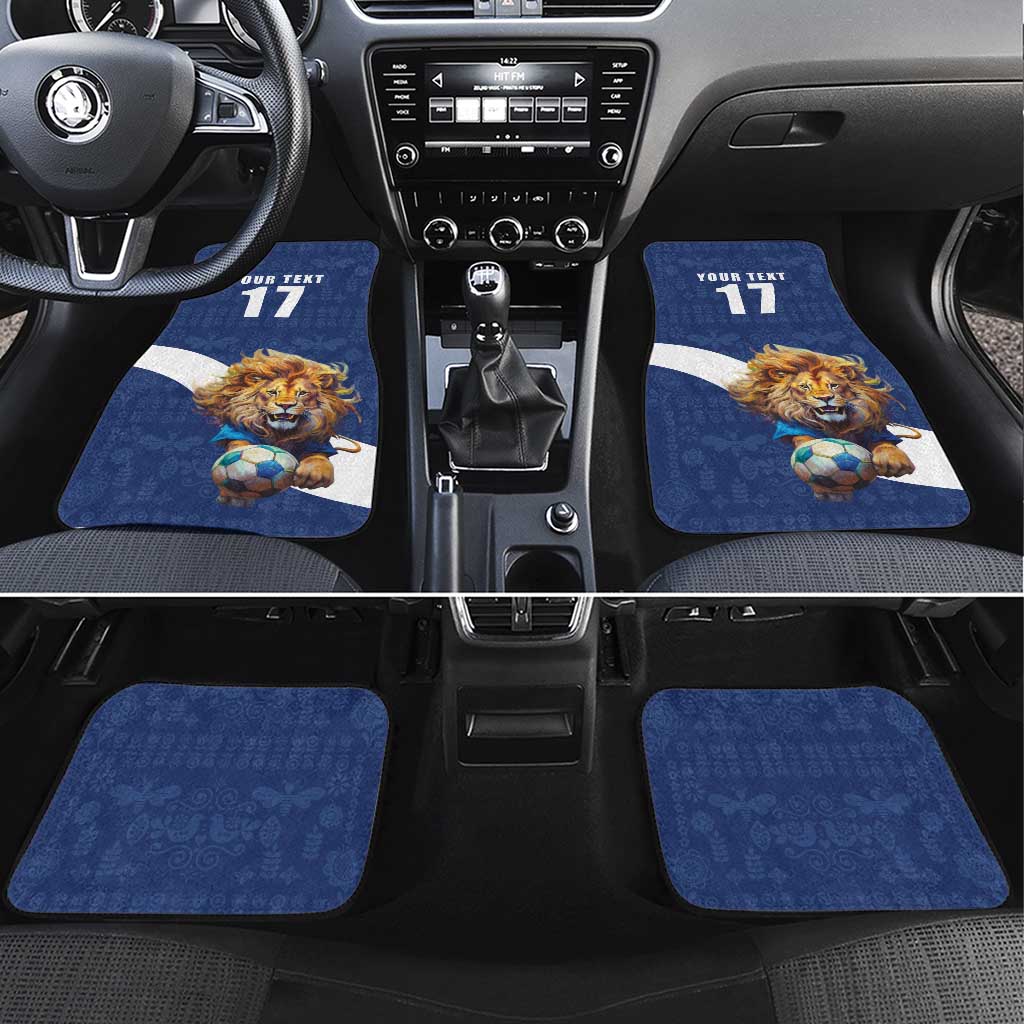 Custom Finland Football Lion Mascot Car Mats Huuhkajat with Finnish Folk Paterns