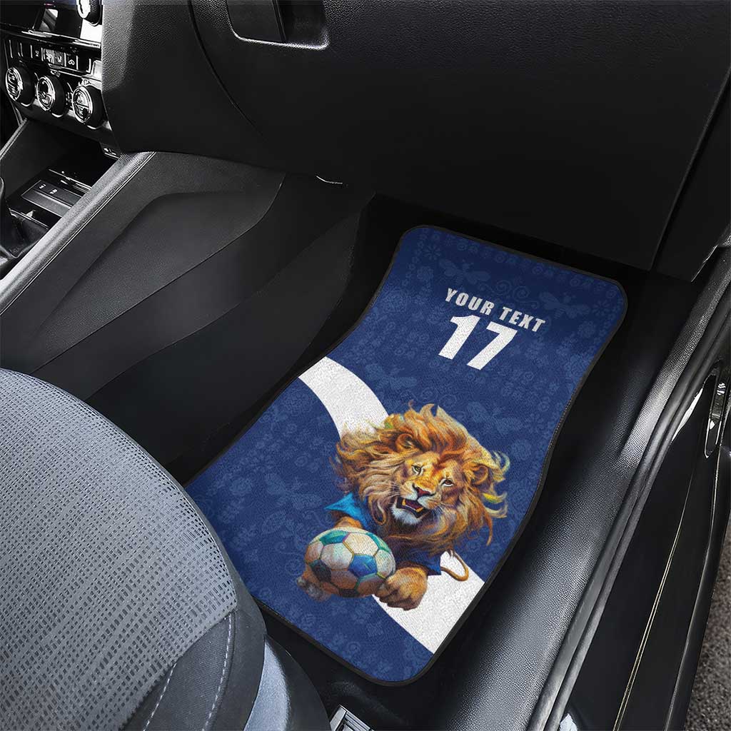 Custom Finland Football Lion Mascot Car Mats Huuhkajat with Finnish Folk Paterns