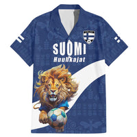 Custom Finland Football Lion Mascot Family Matching Mermaid Dress and Hawaiian Shirt Huuhkajat with Finnish Folk Paterns