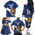 Custom Finland Football Lion Mascot Family Matching Off The Shoulder Long Sleeve Dress and Hawaiian Shirt Huuhkajat with Finnish Folk Paterns
